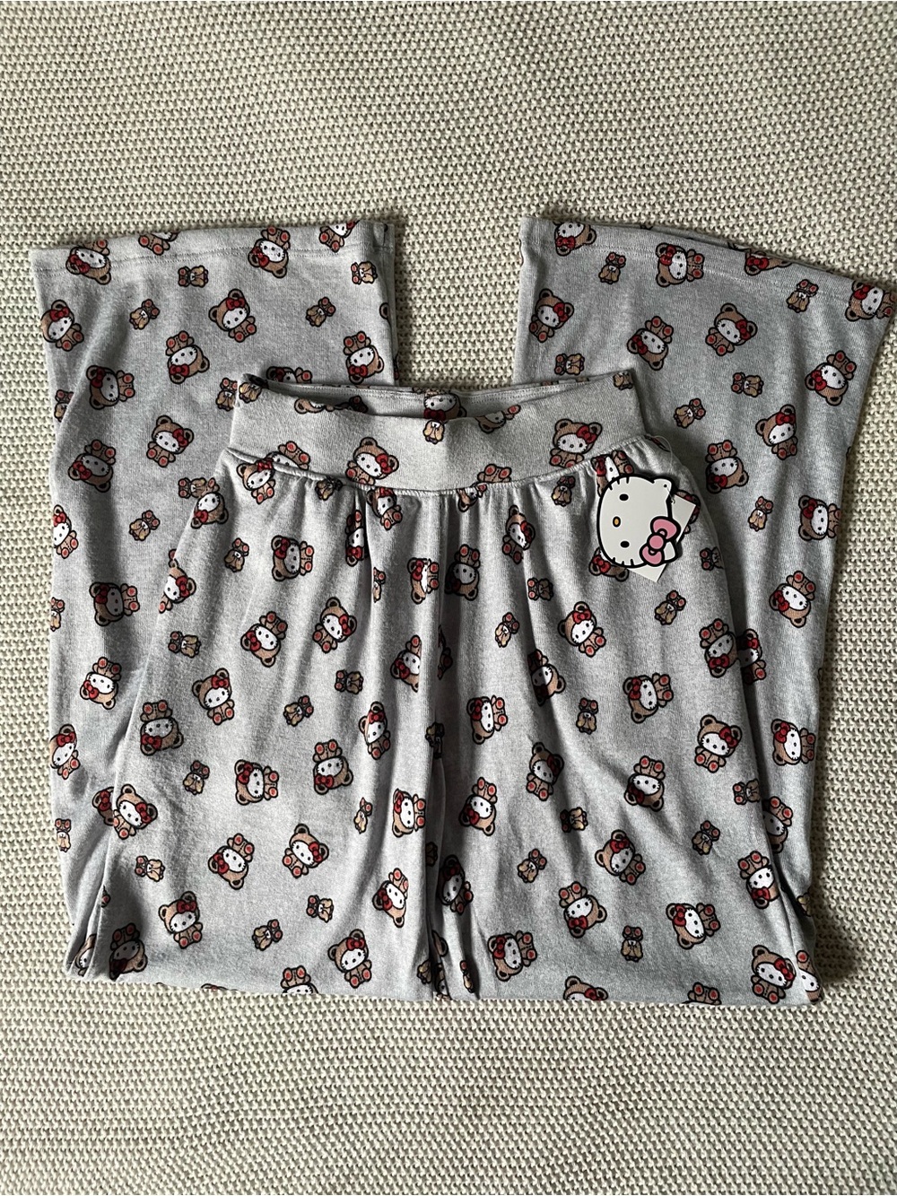 Hello Kitty Teddy Bear Grey and Red Pajama Pants